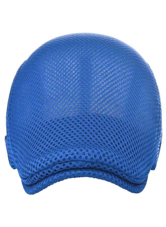VOBOOM قبعة صيفية رجالية من VOBOOM مصنوعة من شبكة مسامية قابلة للتعديل، قبعة نيوزبوي بيريه، قبعة مسطحة لسائقي سيارات الأجرة (أزرق ملكي) - Image 3